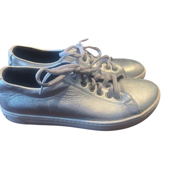 Birkenstock Womens Metallic Silver Sneakers Size 7-7.5 Lace-Up Comfort Casual Sh - Picture 8 of 8